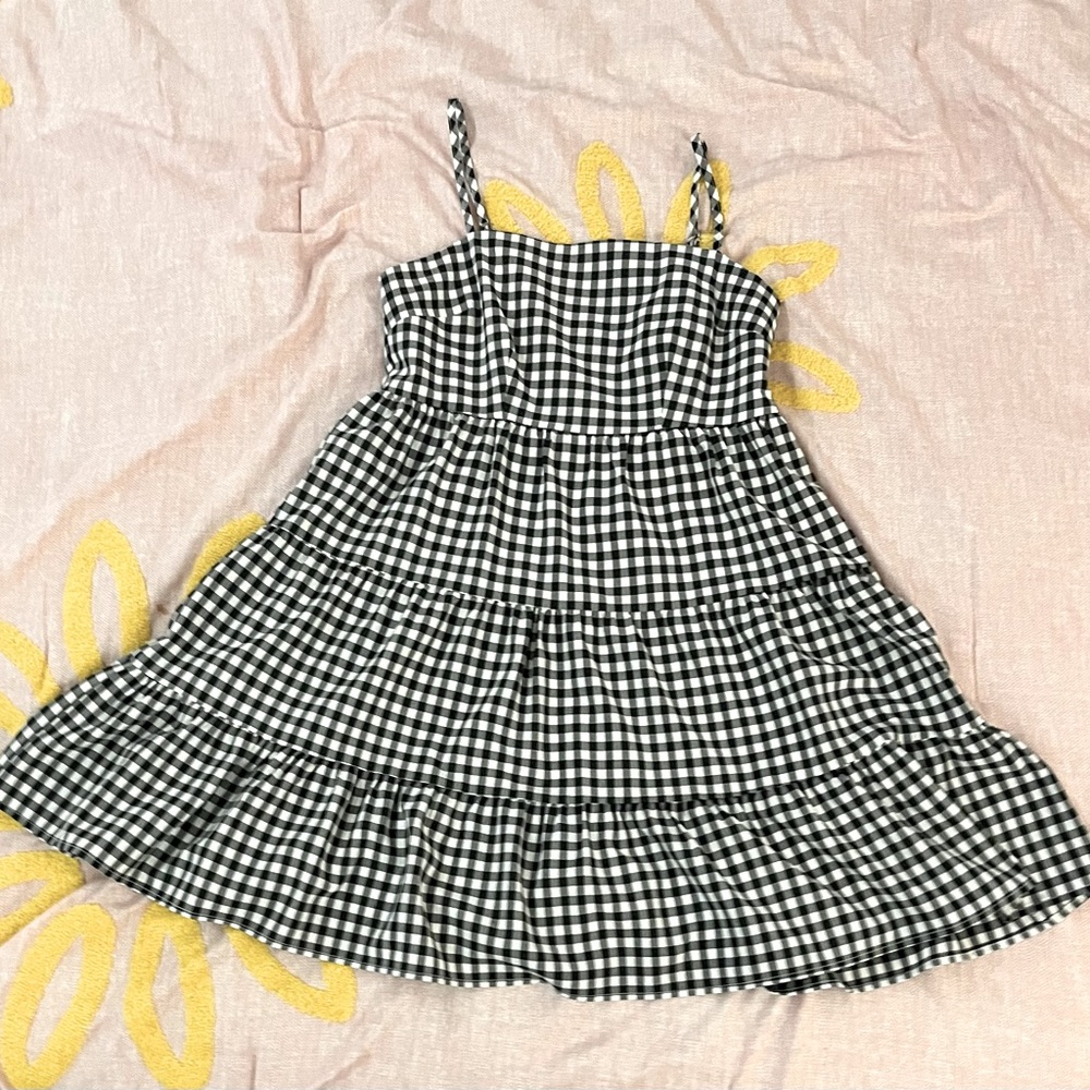 SOLD - Forever 21 Black and White Gingham Babydoll Frill Trim Ruffle Hem Dress